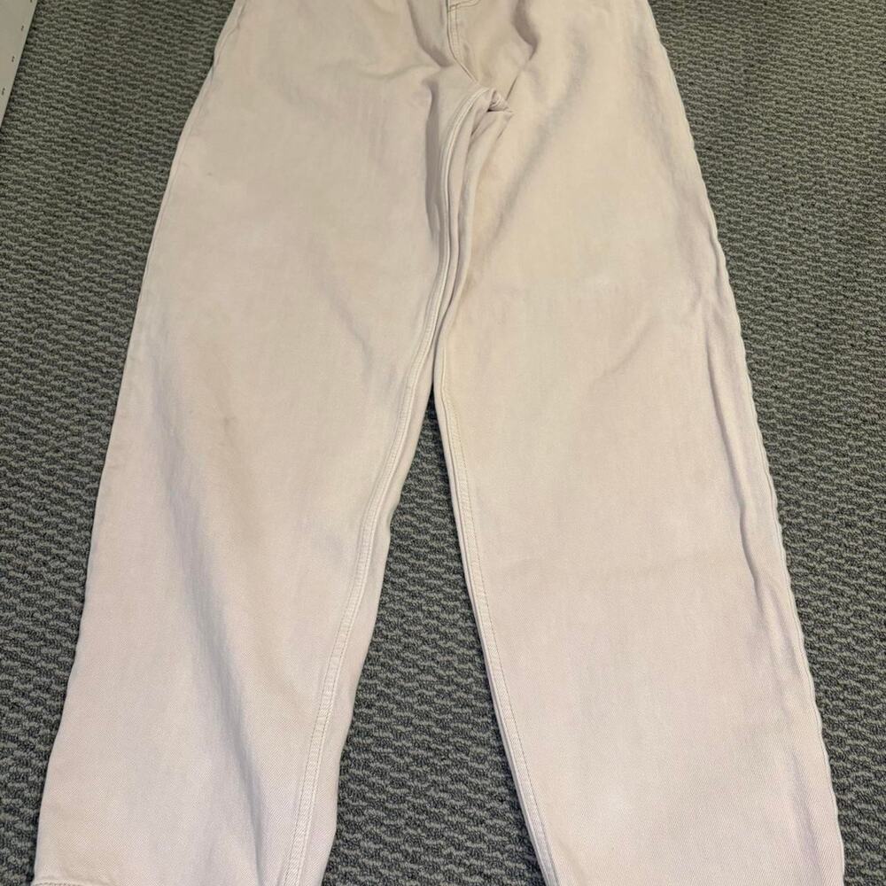 Asos Cream Wide-Leg Baggy High-Waisted Jeans US 25 Petite